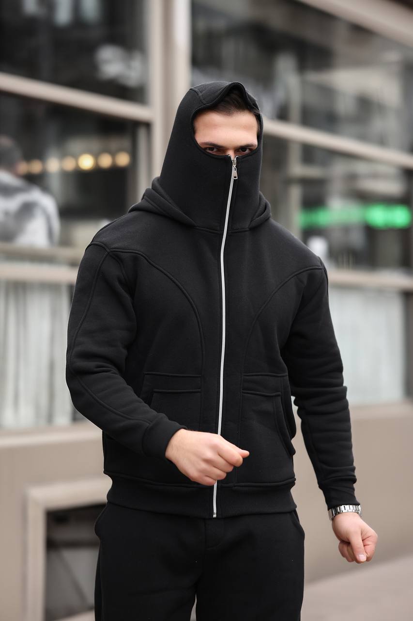 Maskeli 3 İplik Kapşonlu Sweat