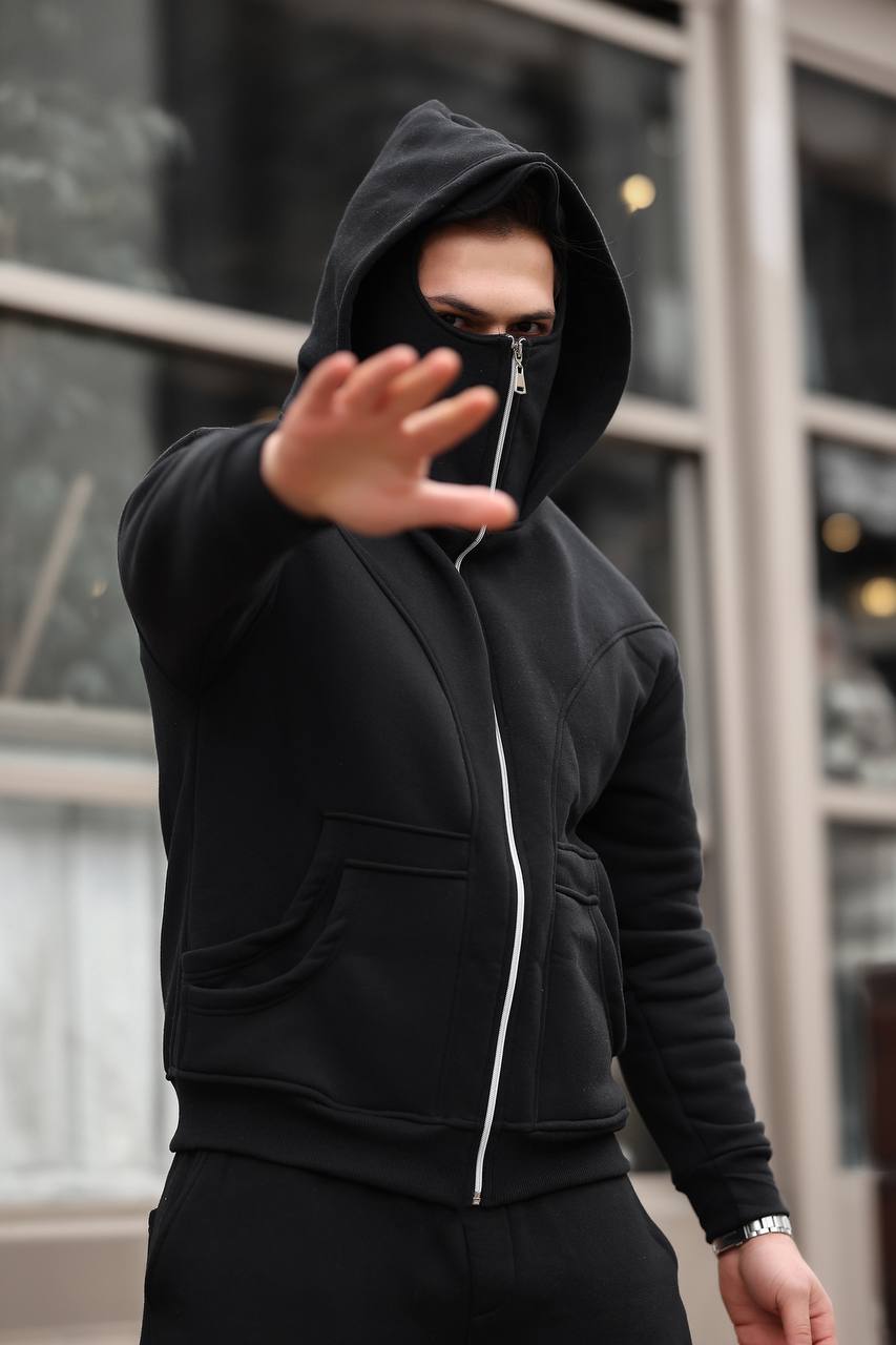 Maskeli 3 İplik Kapşonlu Sweat