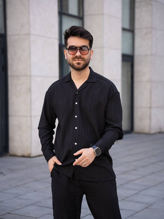 Hasır Desen Uzun Kol Gömlek
