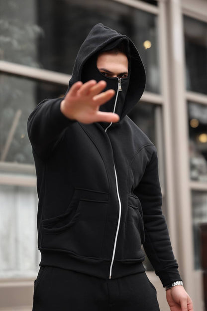 Maskeli 3 İplik Kapşonlu Sweat